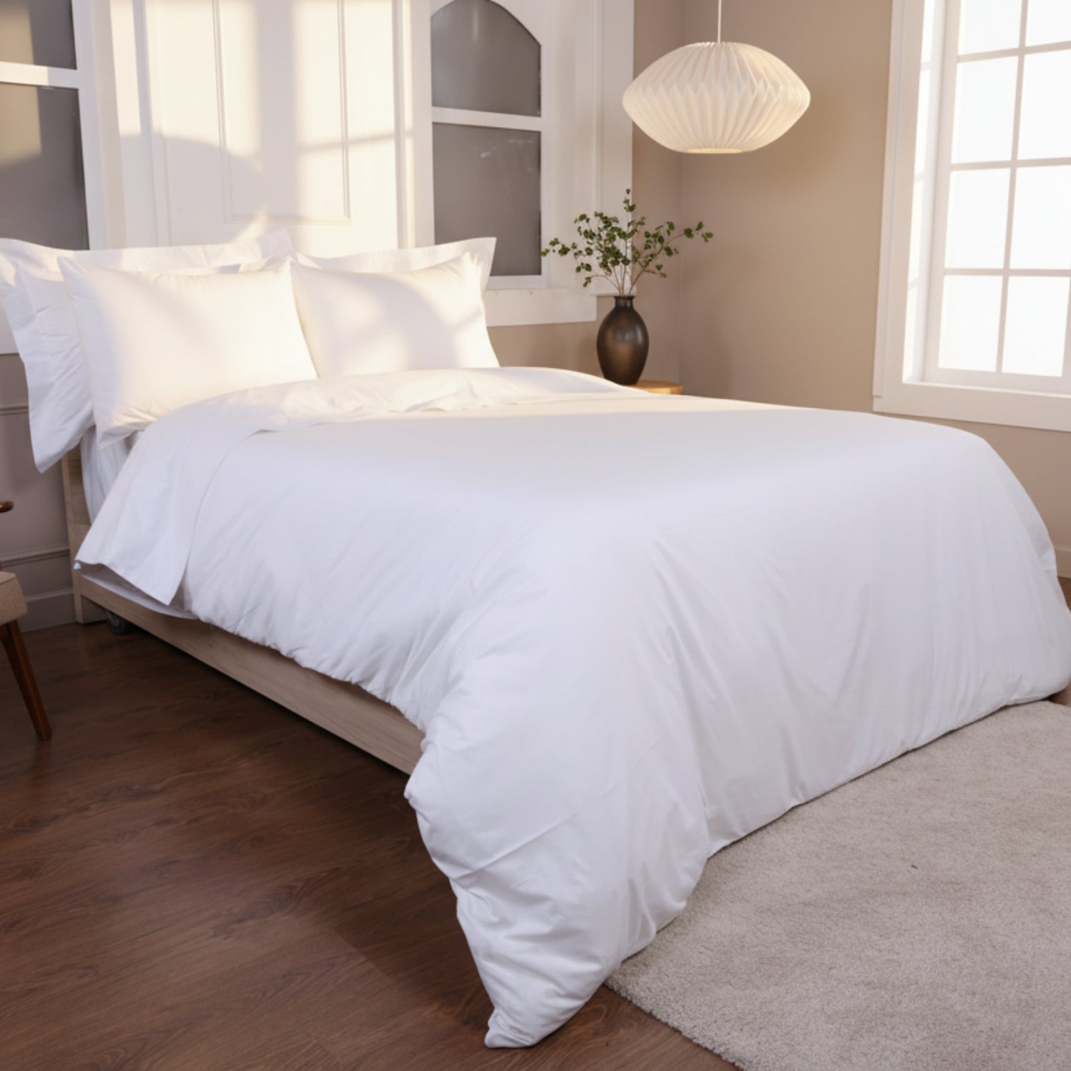 White Crisp Cool Percale Duvet Set